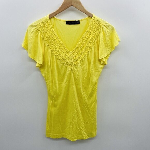 The Limited Womens Size XS Modal Short Sleeve V Neck Blouse in Yellow 2072 - Picture 1 of 6